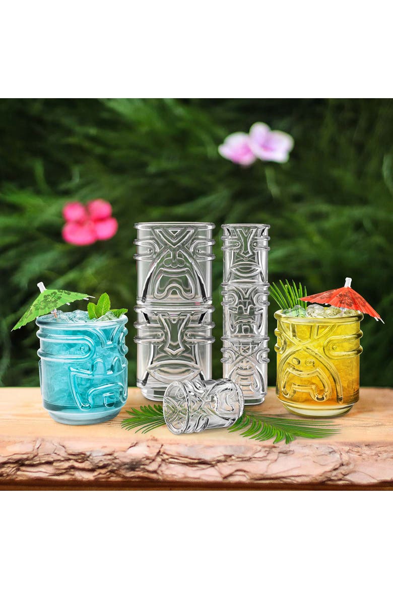 Tiki Tumbler Glasses, Set of 4, Alternate, color, Clear