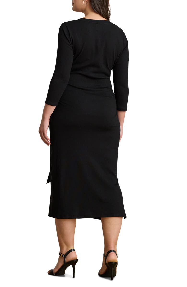 Lauren Ralph Lauren Tie Waist Rib Cotton Blend Midi Dress, Alternate, color,