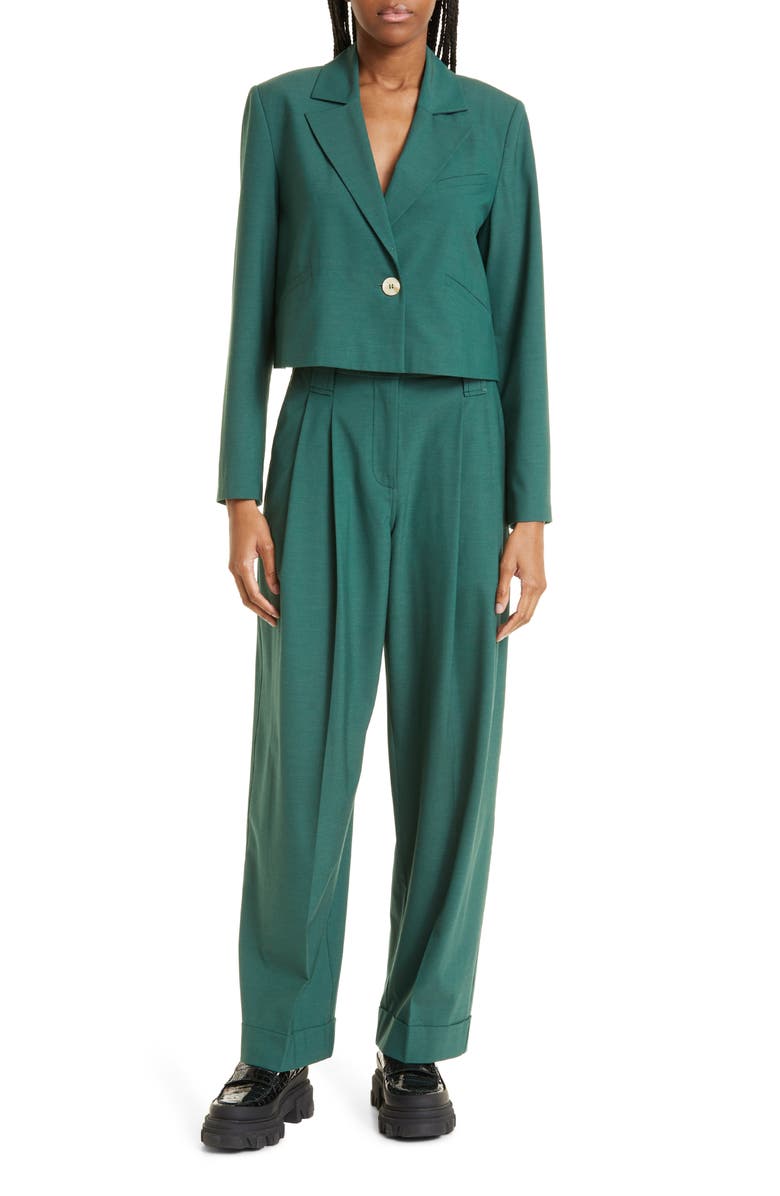 Ganni Pleat Cuff Pants, Alternate, color, 