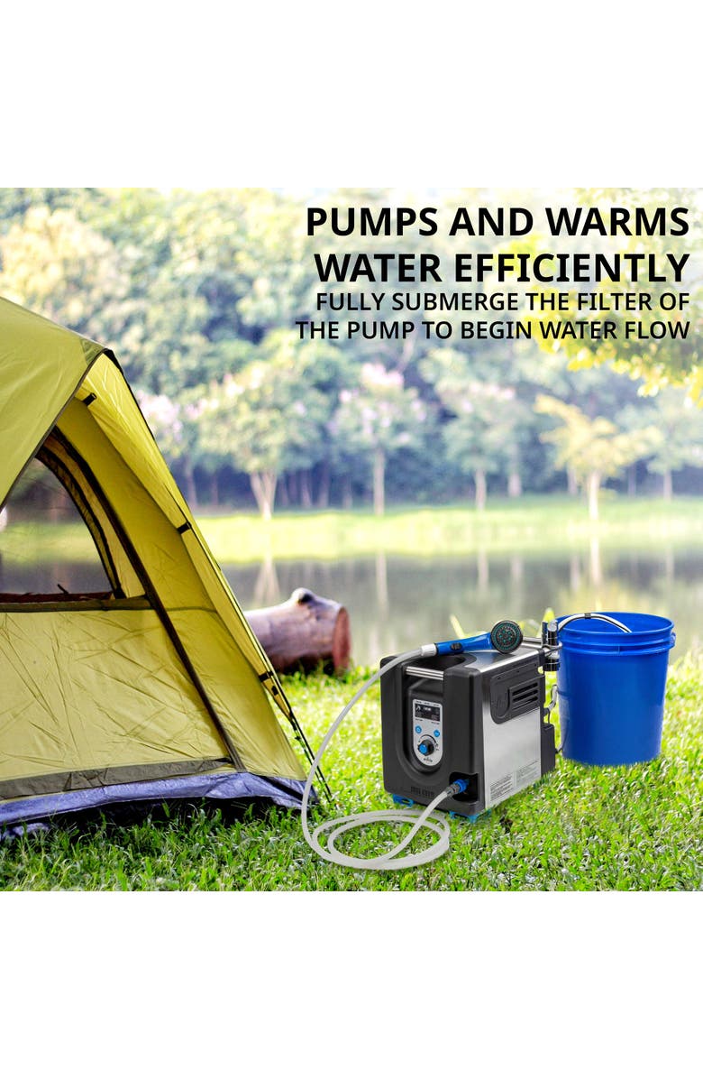 Hike Crew Portable Propane Water Heater & Shower Pump with Built-In Battery, Safety Shutoff & Case, Alternate, color,