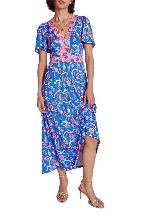 Ellie Print Flutter Sleeve Dress
