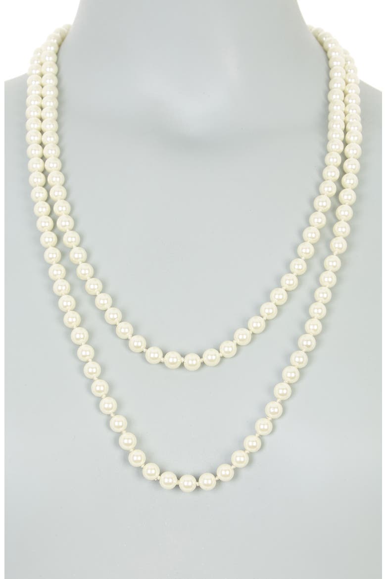 Layered Faux Pearl Necklace, Alternate, color, WHITE/ SILVER