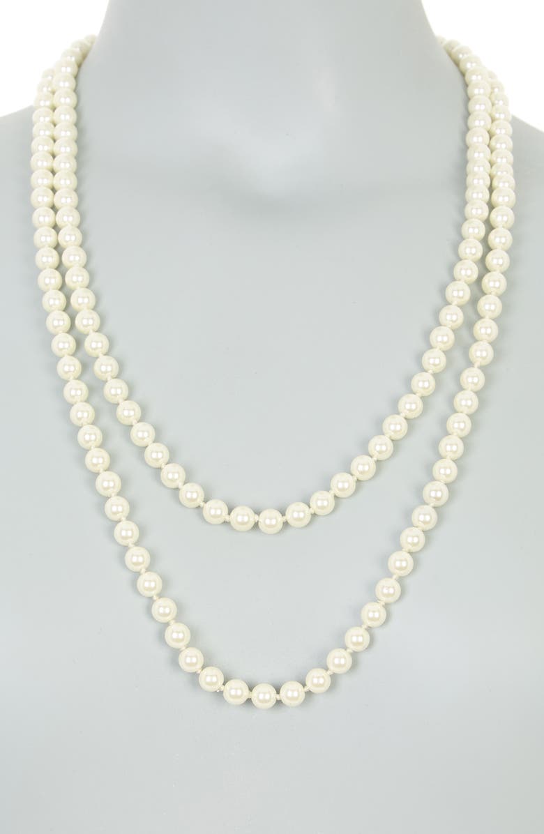 NORDSTROM RACK Layered Faux Pearl Necklace, Alternate, color, White/ Silver