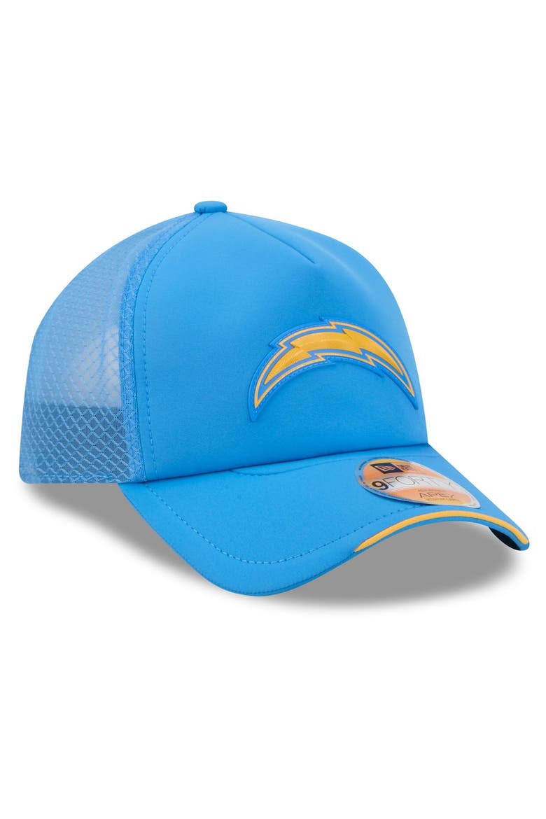 Men's New Era Powder Blue Los Angeles Chargers 2026 Sideline Apex 9FORTY Adjustable Trucker Hat, Alternate, color, Powder Blue