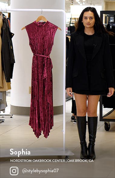 Tahari ASL Halter Neck Crushed Velvet Midi Dress (Women) | Nordstromrack