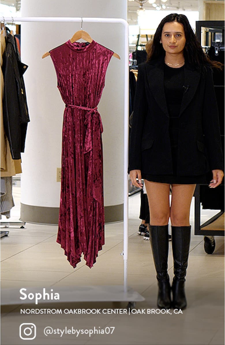 Halter Neck Crushed Velvet Midi Dress, sales video thumbnail