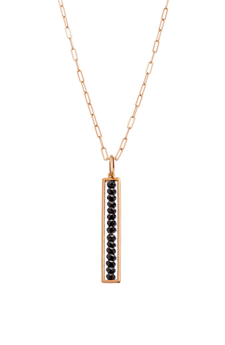 Sethi Couture Leila Black Diamond Bar Pendant Necklace, Main, color, 18K Rg / 14K Chain