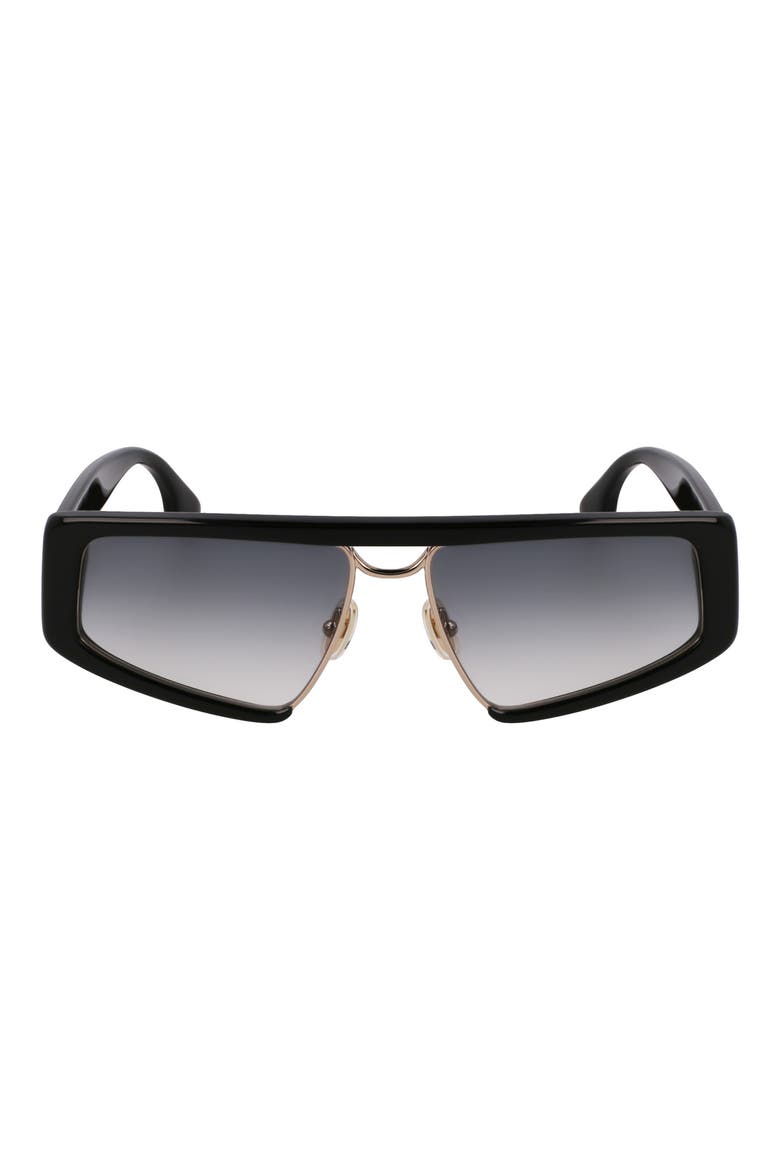 Classic Logo 57mm Gradient Modified Rectangular Sunglasses, Main, color, BLACK