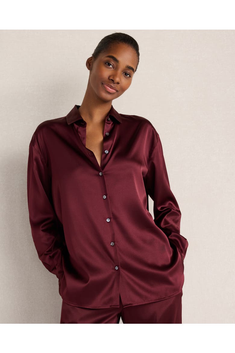 The Daily Shirt in Washable Silk, Main, color, Deep Merlot