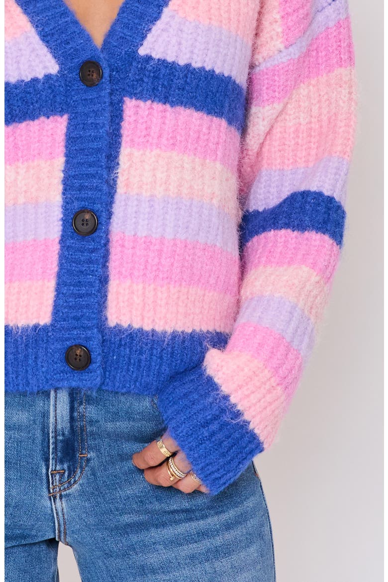 Mood Boost Stripe Cardigan, Alternate, color, PURPLE COMBO