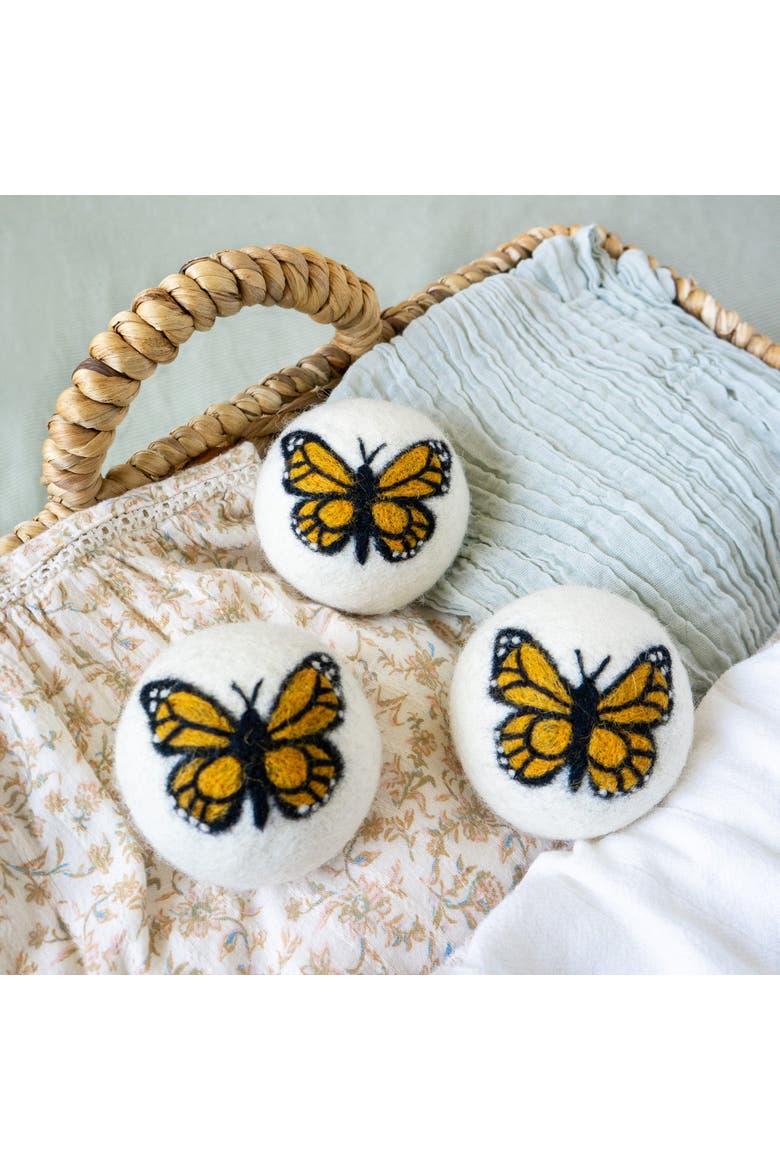 Wool Dryer Balls XL Set of 3, Alternate, color, Monarch Butterfly