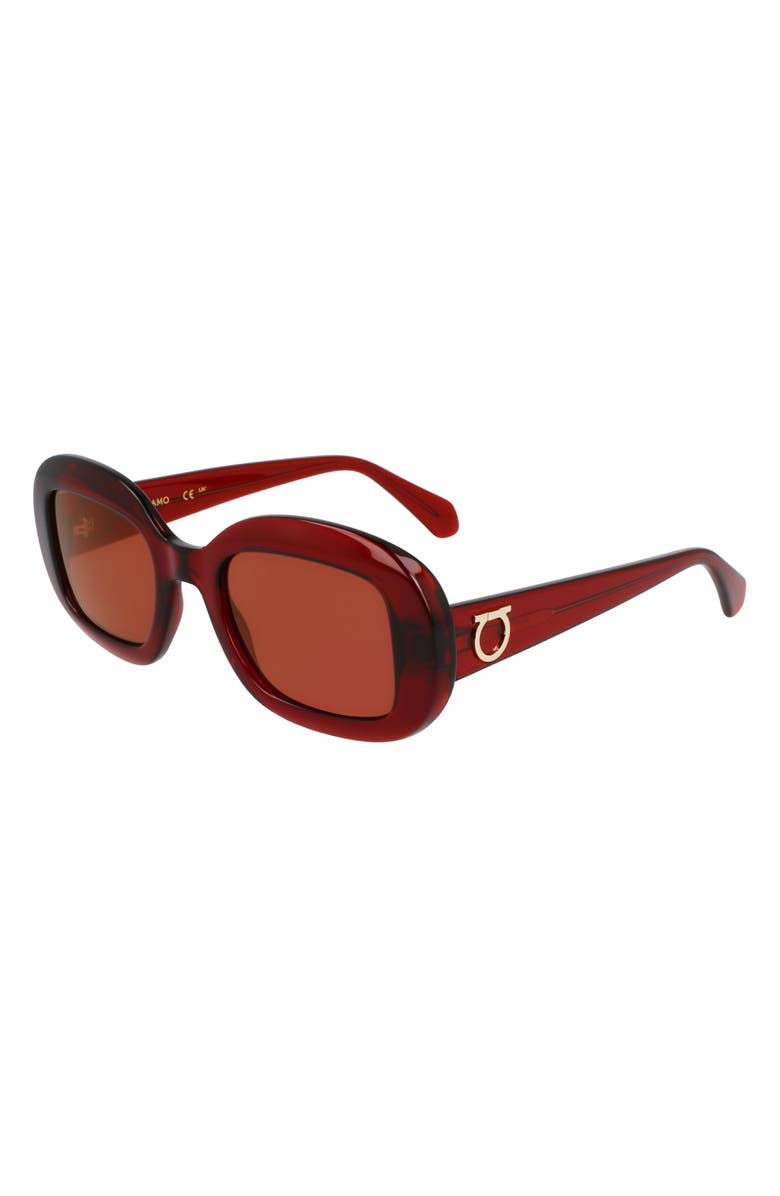 FERRAGAMO Gancini 51mm Oval Sunglasses, Alternate, color, Transparent Rust