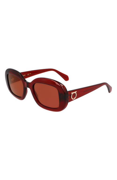 Ferragamo Gancini 51mm Oval Sunglasses In Transparent Rust