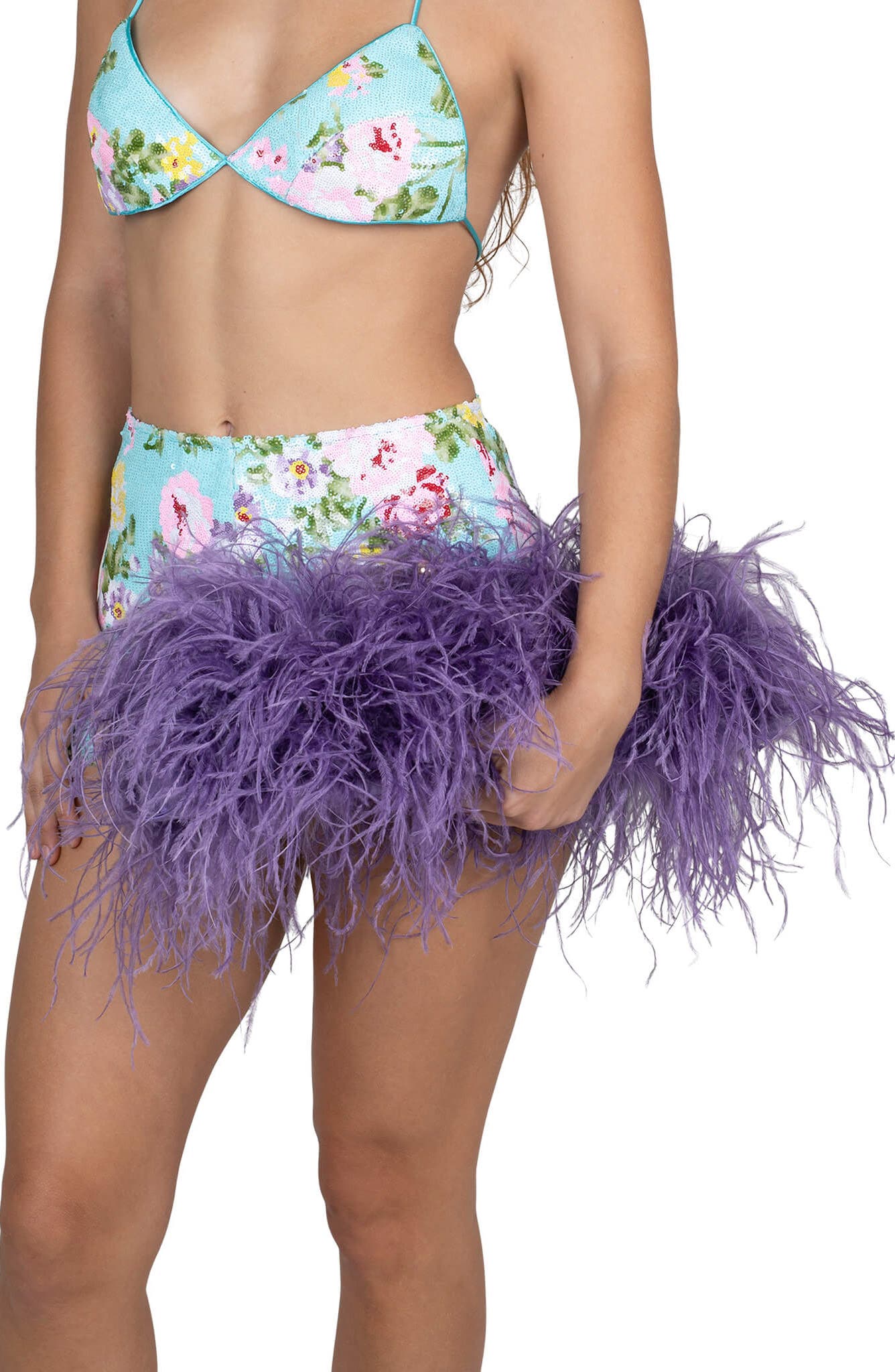 Jeffrey Campbell Animal Feather Clutch, Alternate, color, Purple Combo