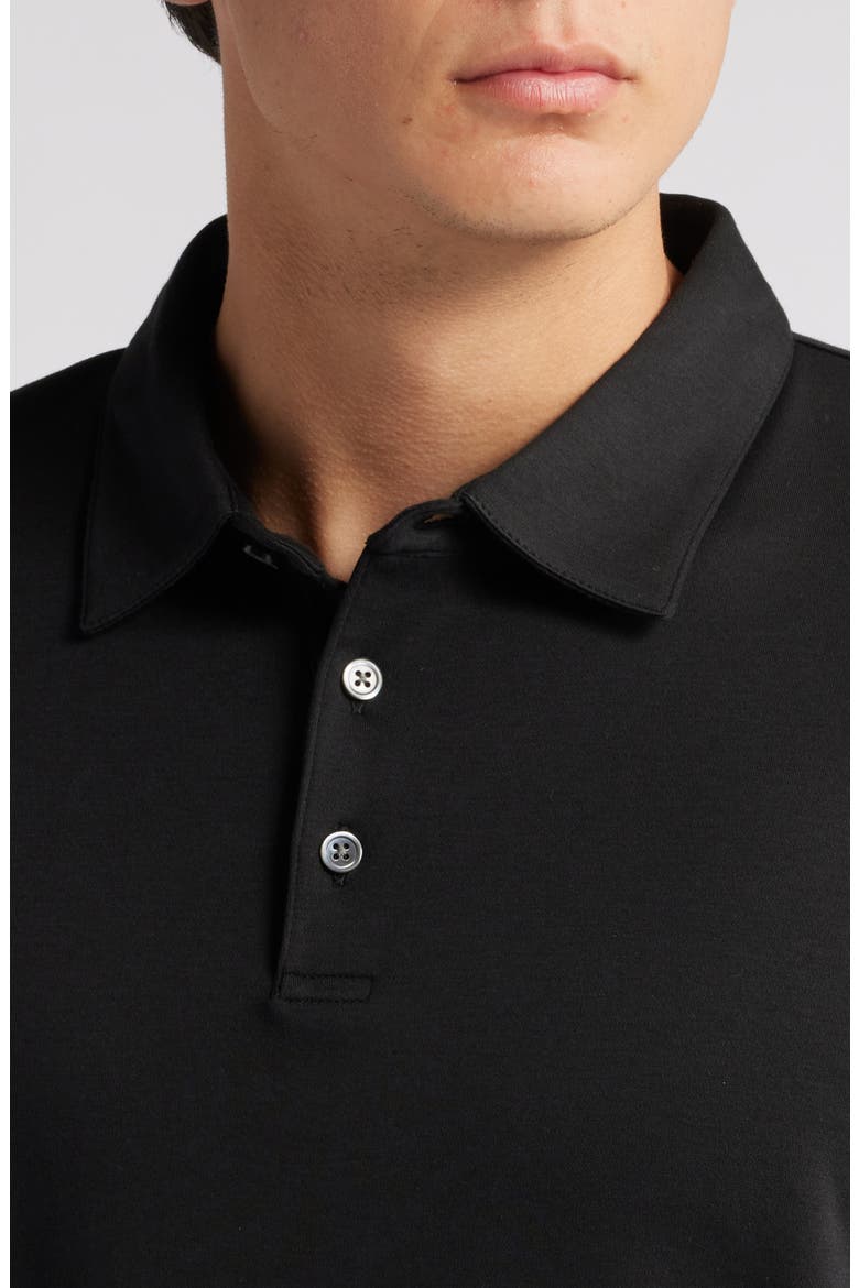 Long Sleeve Cotton Polo, Alternate, color, BLACK