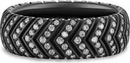 David Yurman Men's Chevron Band Ring in Black Titanium with Diamonds, 8mm