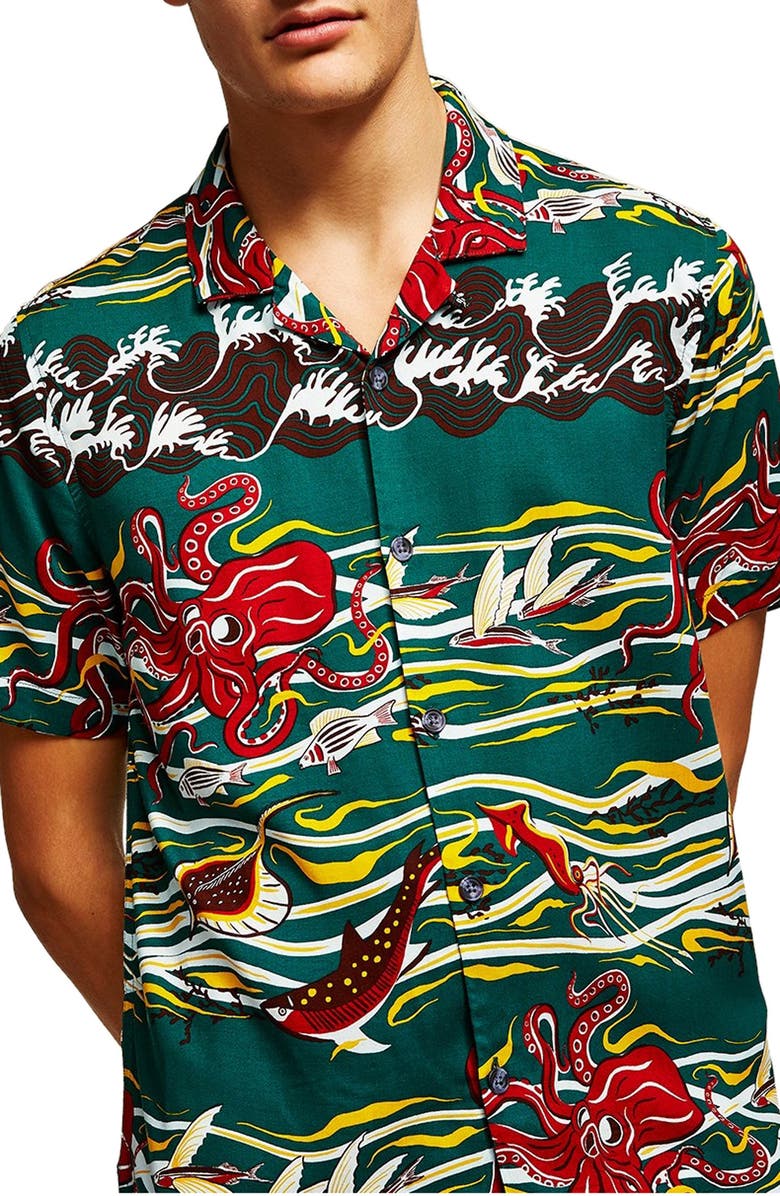 Topman Octopus Classic Fit Shirt, Main, color, 