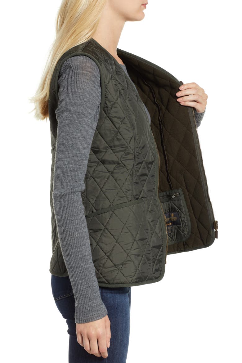 Betty Quilted Fleece Lined Vest, Alternate, color, DARK OLIVE