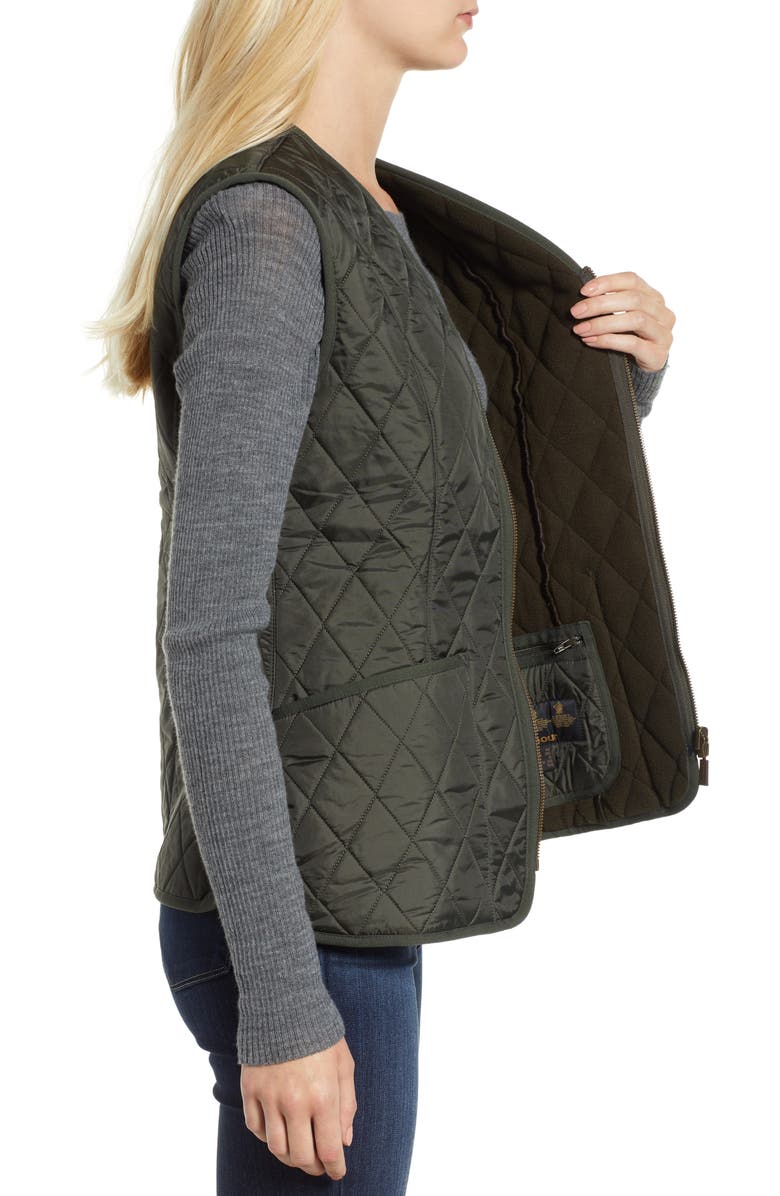 Barbour Betty Quilted Fleece Lined Vest, Alternate, color, Dark Olive