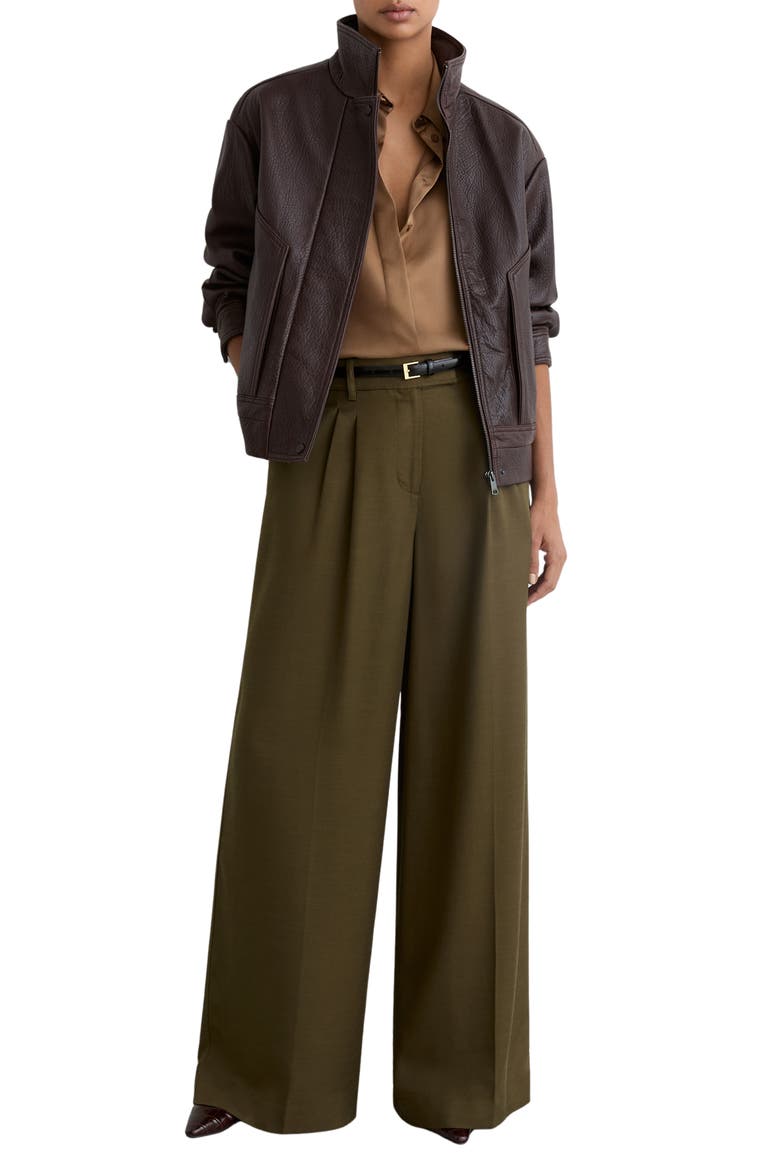 Cora Pleat Front Wide Leg Pants, Alternate, color, KHAKI GREEN