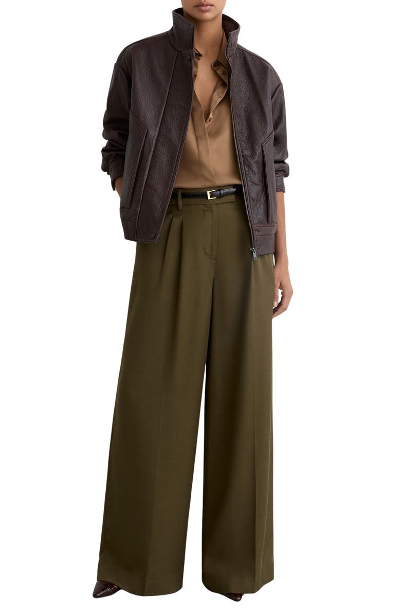 Reiss Cora Pleat Front Wide Leg Pants, Alternate, color, Khaki Green