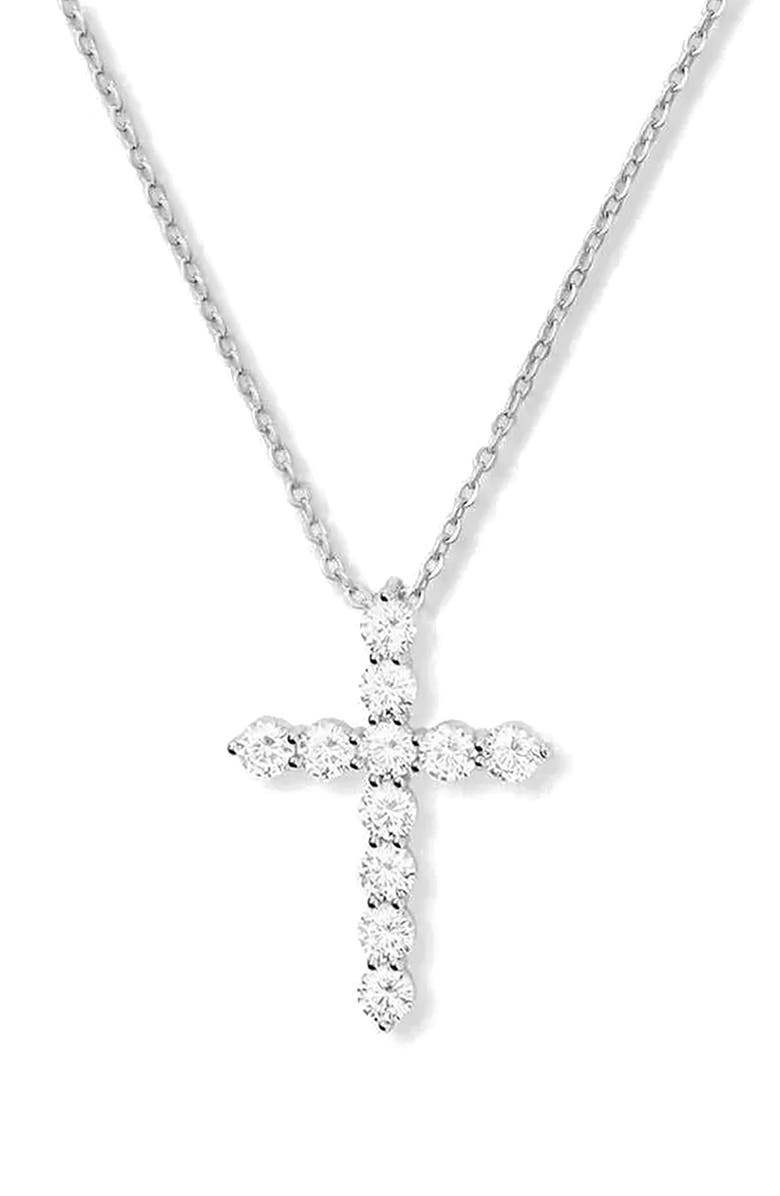 Melinda Maria Oh She Fancy Small Cubic Zirconia Cross Pendant Necklace, Main, color, 