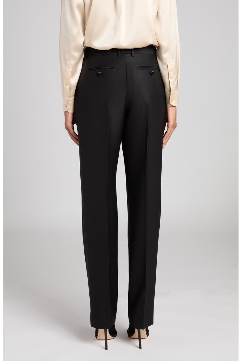 Pleated Wool, Mohair & Silk Twill Pants, Alternate, color, BLACK