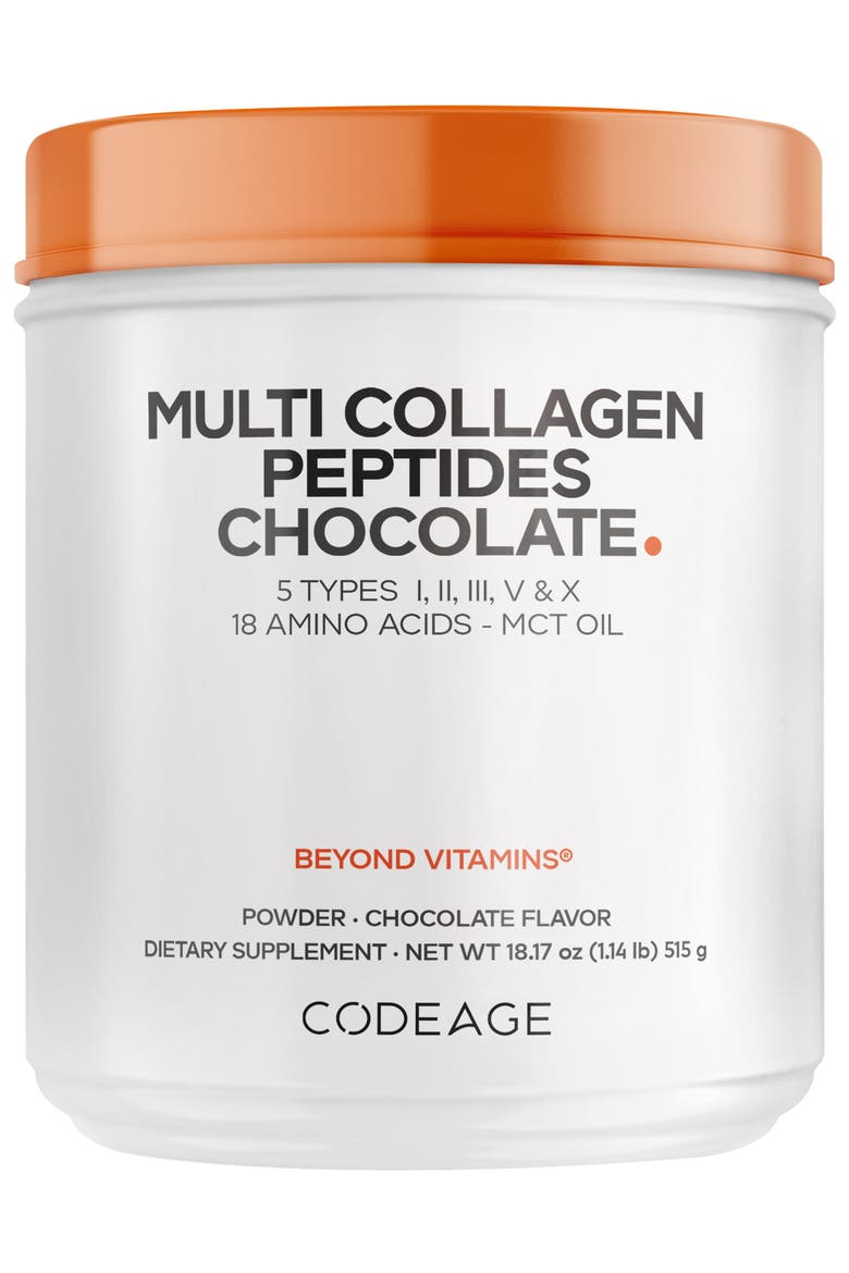 Multi Collagen Peptides Protein Chocolate Powder Supplement, Main, color, White