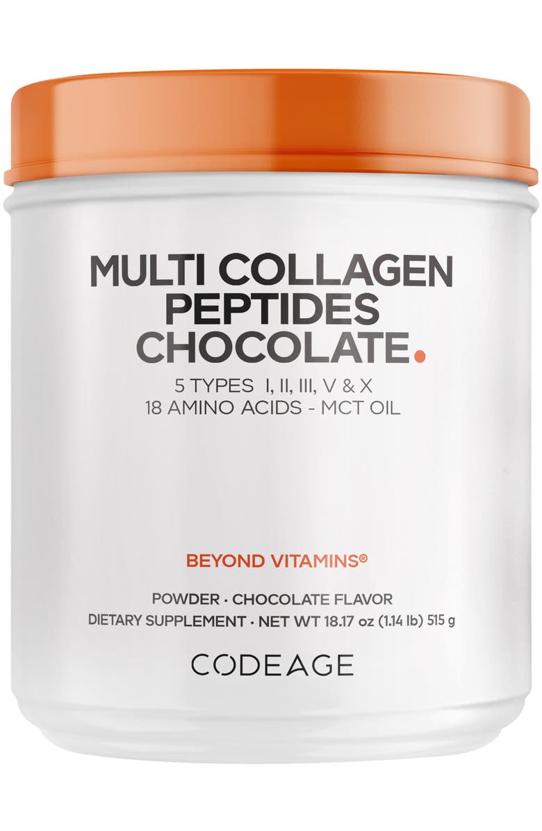 Codeage Multi Collagen Peptides Protein Chocolate Powder Supplement, Main, color, White
