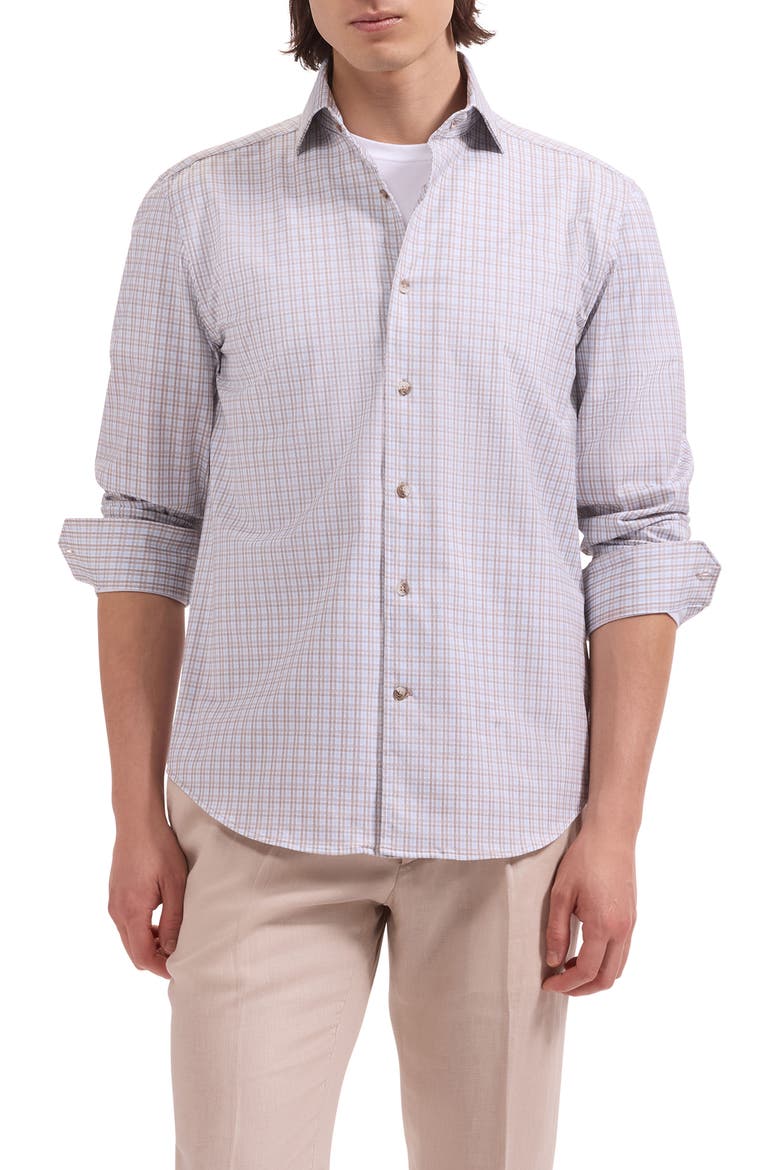 Devon OoohCotton® Shadow Plaid Button-Up Shirt, Main, color, SAND