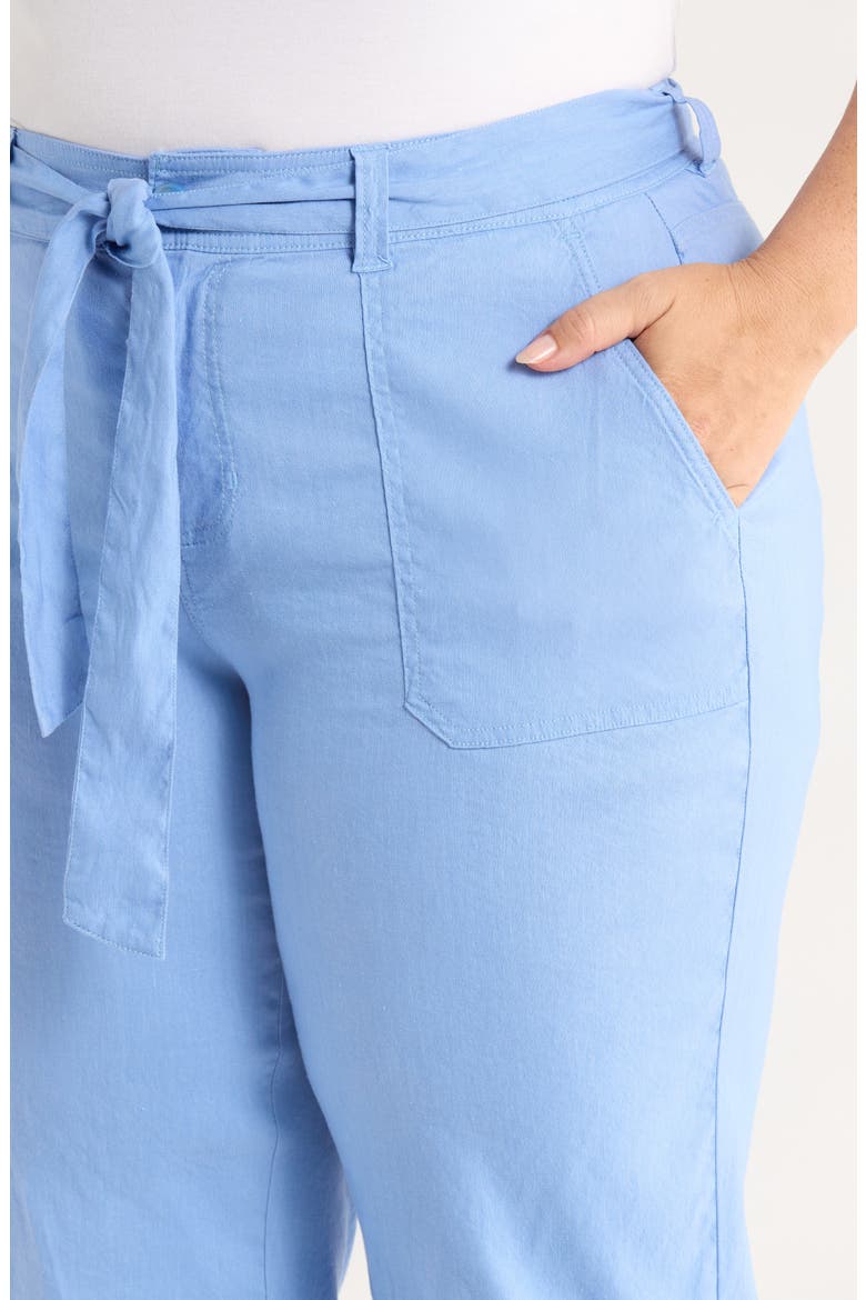 Belted Linen Blend Wide Leg Crop Pants, Alternate, color, CHAMBRAY BLUE