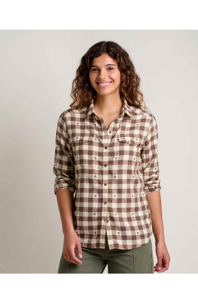 Toad & Co Re-Form Flannel Long Sleeve Shirt, Main, color, Chestnut Dobby