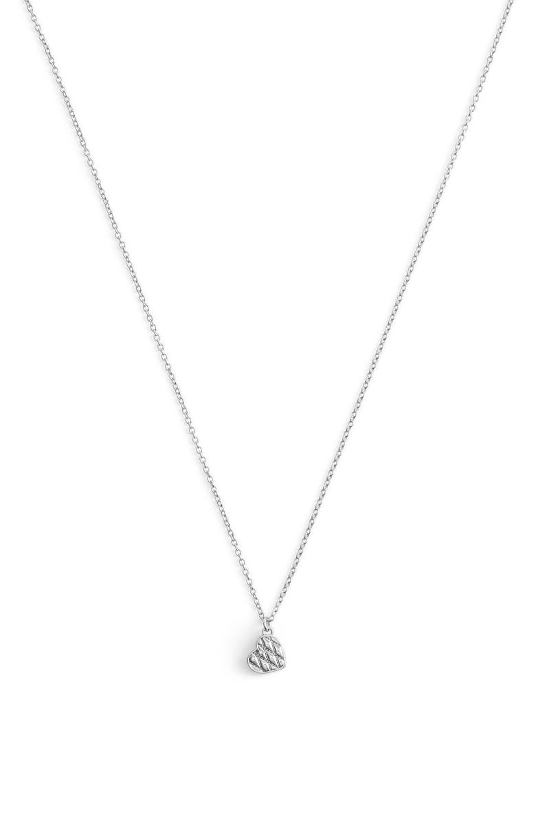 COACH Quilted Heart Pendant Necklace, Main, color, Rhodium