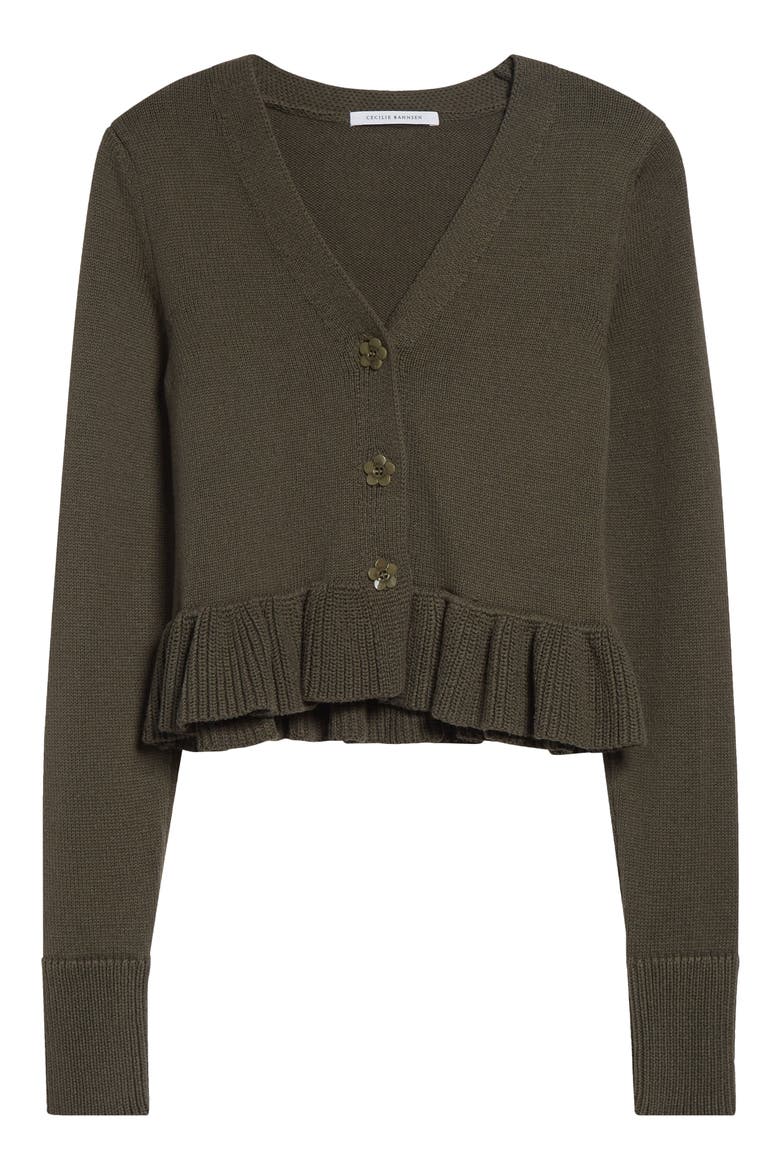 Prisca Cotton & Silk Cardigan, Alternate, color, OLIVE COTTON SILK BLEND
