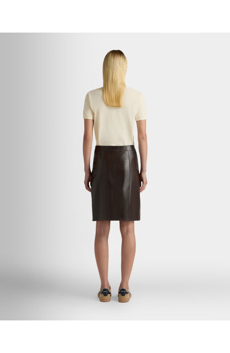Bally Midi Skirt in Leather, Alternate, color, Brown