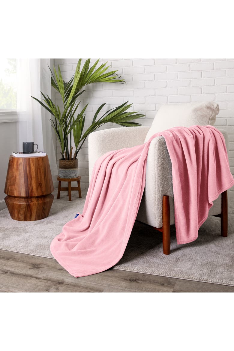 Lightweight Polar Fleece Throw Blanket, Alternate, color, Light Pink
