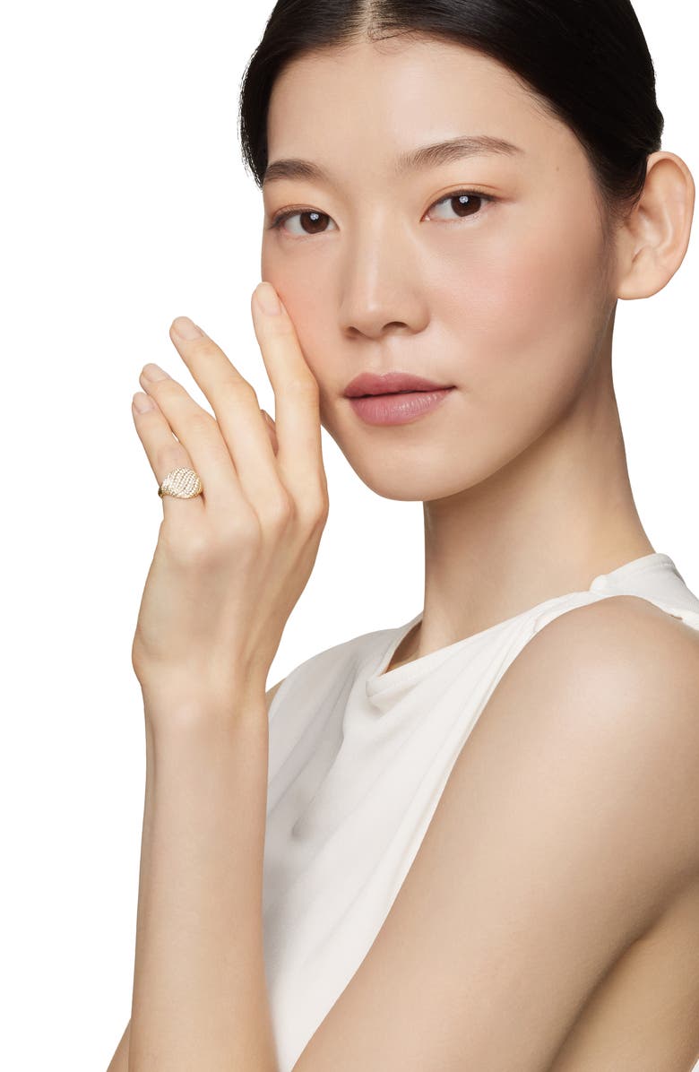 David Yurman Sculpted Cable Pinky Ring in 18K Yellow Gold with Pavé Diamonds, Alternate, color, 18K Yellow Gold