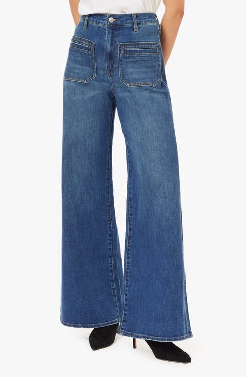 Emerson Patch Pocket High Waist Relaxed Flare Jeans