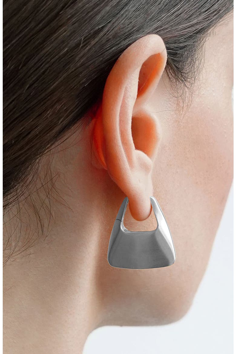 Oslo Hinge Square Hoop Earrings, Alternate, color, SILVER
