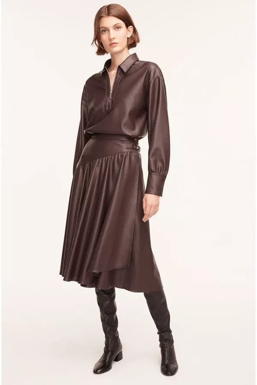 REBECCA TAYLOR REBECCA TAYLOR VEGAN LEATHER MIDI WHISPER SKIRT 