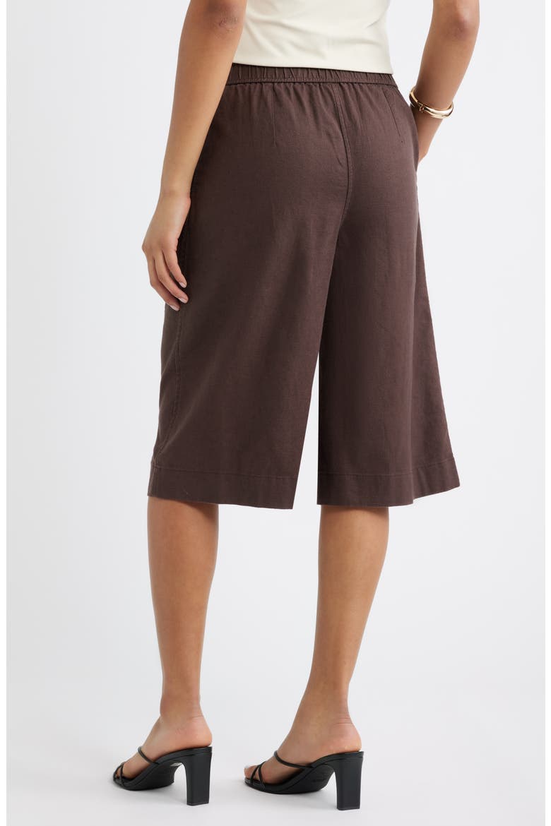 Linen Blend Culottes, Alternate, color, BROWN SEAL