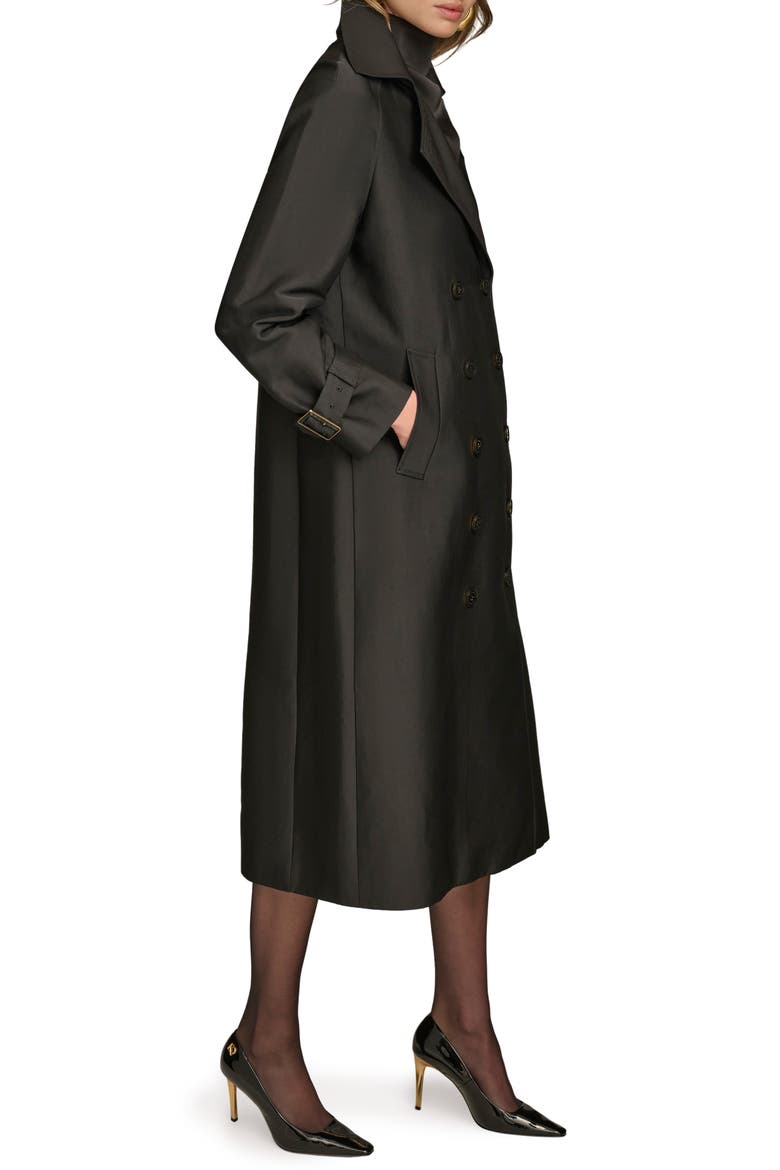 Double Breasted Trench Coat, Alternate, color, BLACK
