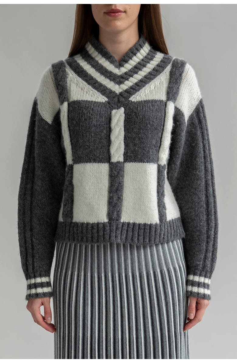 SSKEIN Kari Pullover, Main, color, Grey Ivory