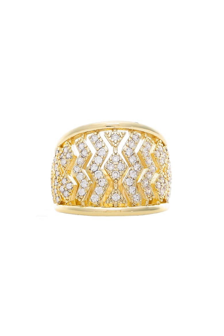 Cubic Zirconia Statement Ring, Main, color, GOLD / CZ