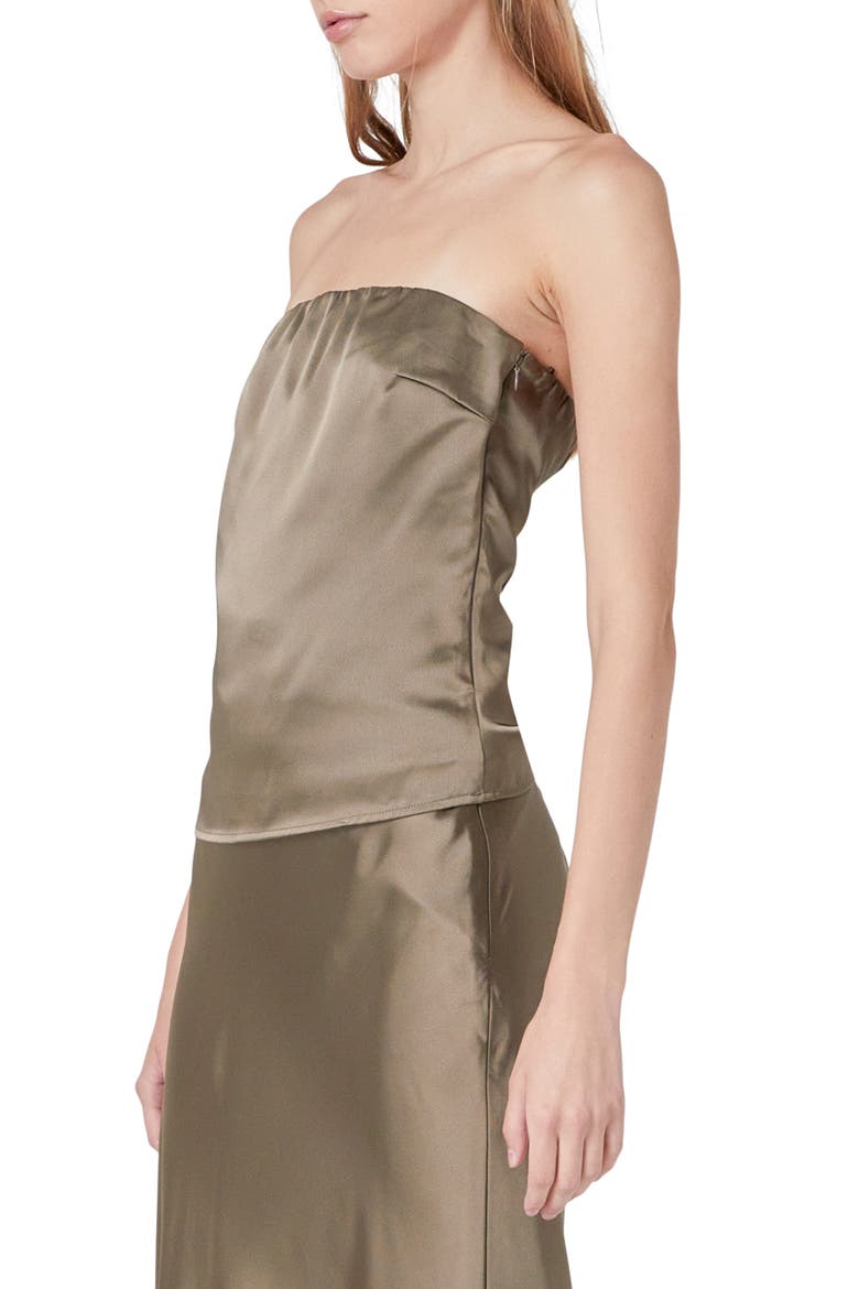 Strapless Satin Top, Alternate, color, ESPRESSO
