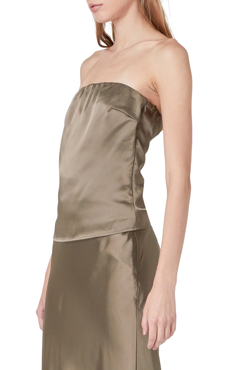 Endless Rose Strapless Satin Top, Alternate, color, Espresso