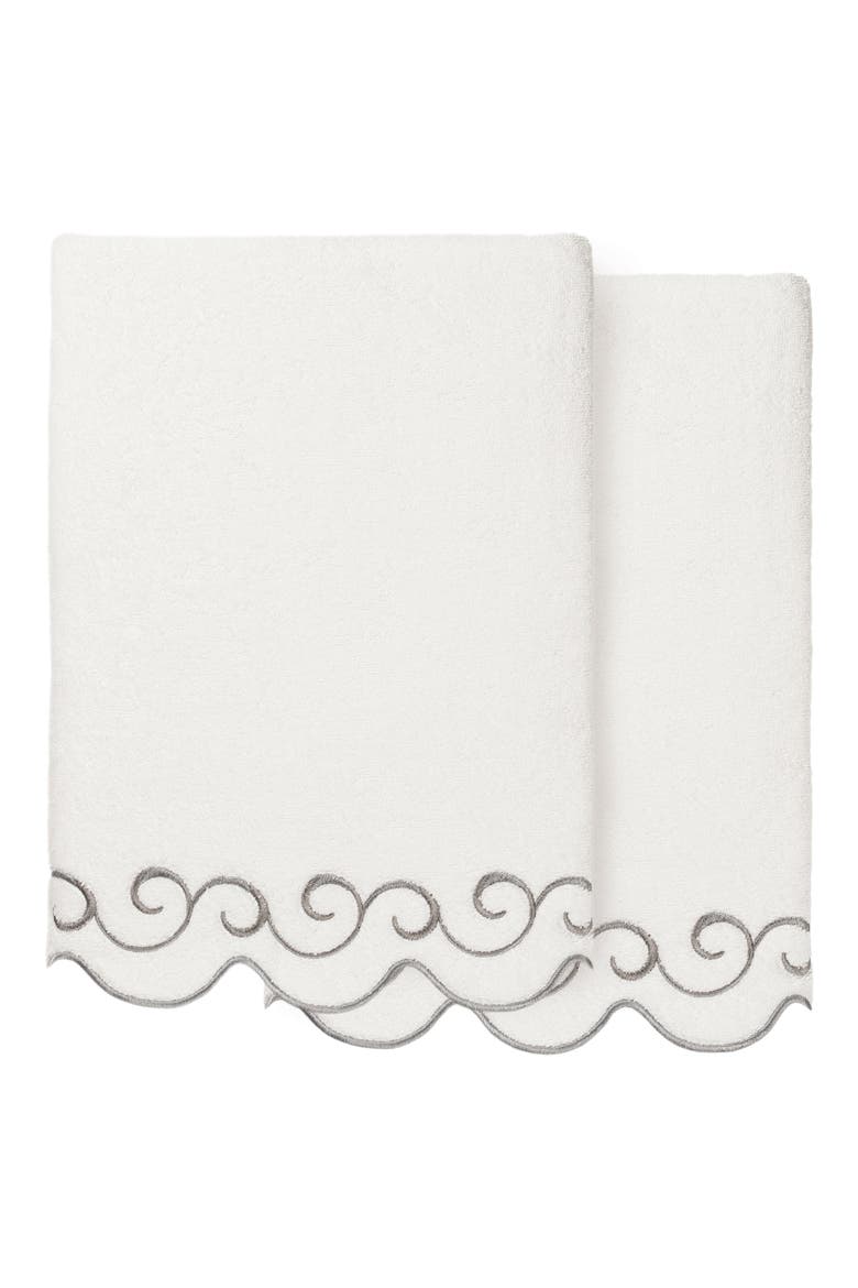 Simplicity Scallop 2-Piece Bath Towel Set, Main, color, WHITE/ GRAY