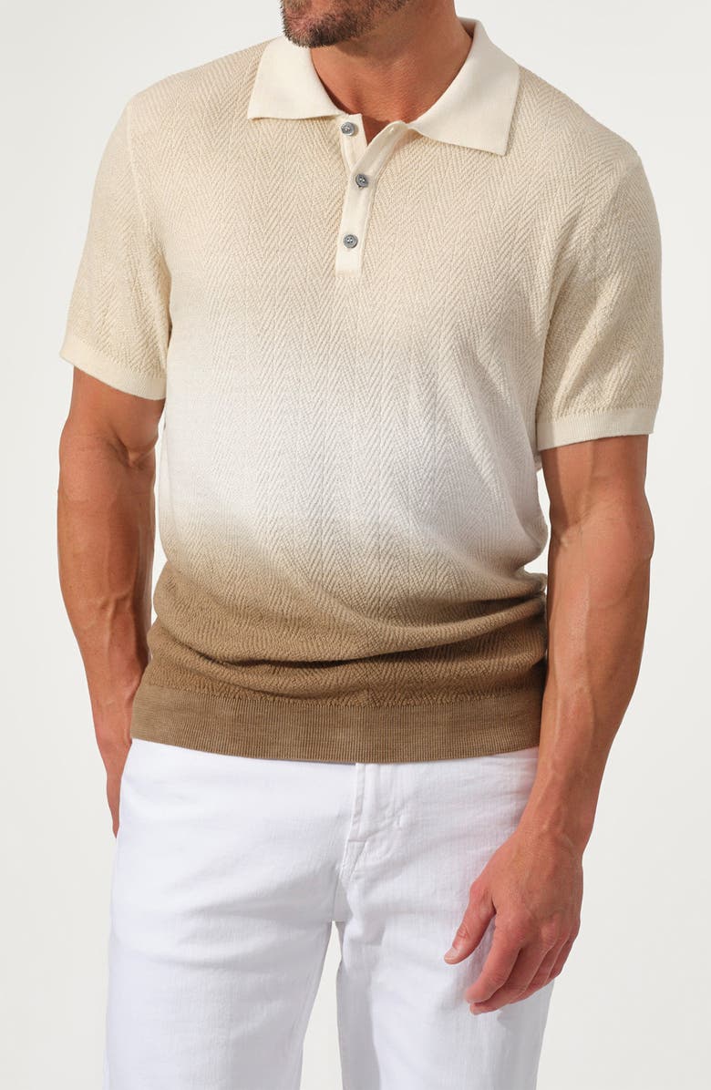 STUDIO GARNET LOS ANGELES Herringbone Dyed Cotton Knit Polo Sweater, Main, color, Oat