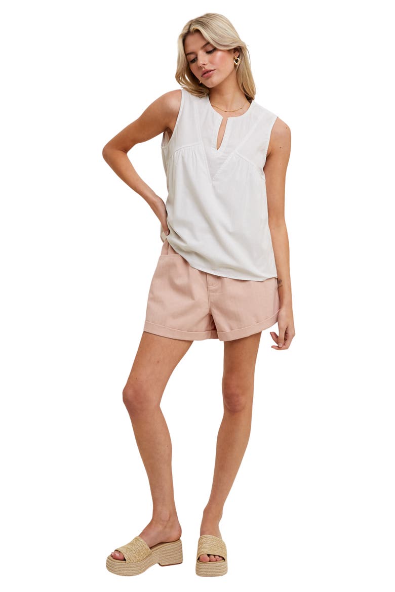 Paperbag Waist Twill Shorts, Alternate, color, ROSE