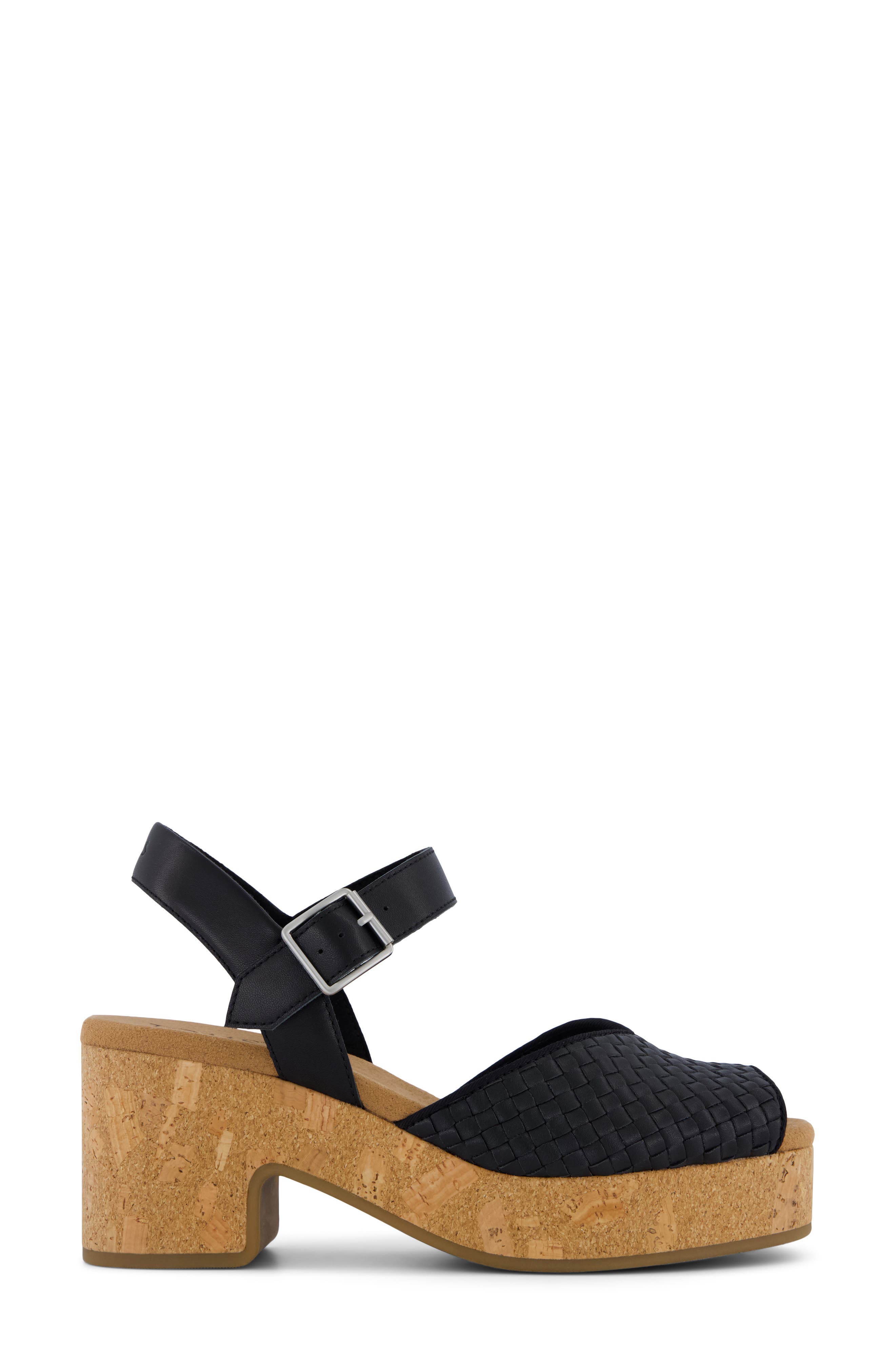 TOMS Isla Peep Toe Sandal, Alternate, color, Black